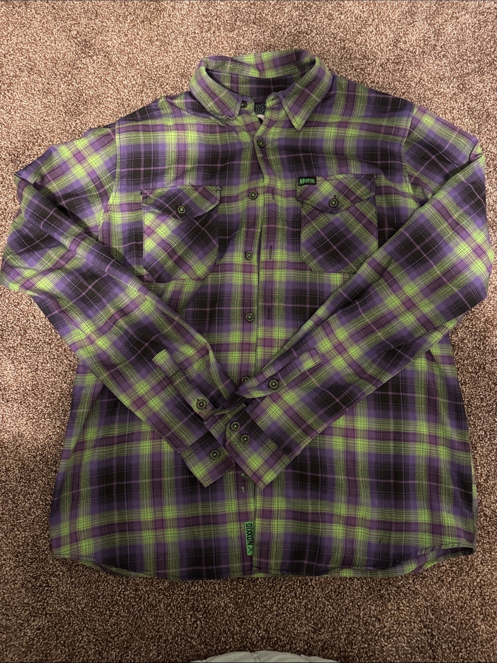 DIXXON Purple and Green Plaid Button-Down Shirt